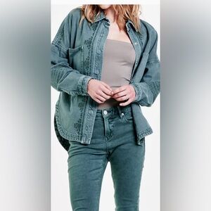 Dear John “Gina” Denim Jacket sz M Embroidered SeafoamHaze Sold Out